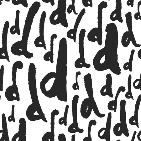 Vector Seamless Pattern with Calligraphy Letters Dのイラスト素材