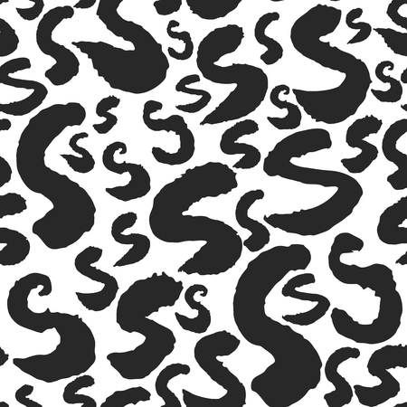 Vector seamless pattern with various lowercase hand written calligraphy letters s. Isolated on white background.のイラスト素材