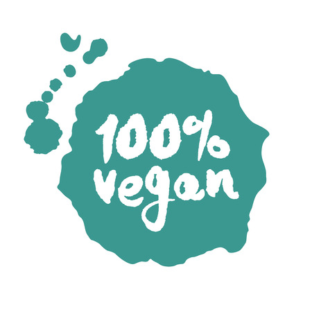 Calligraphy One Hundred Percent Vegan Label on a Blotのイラスト素材