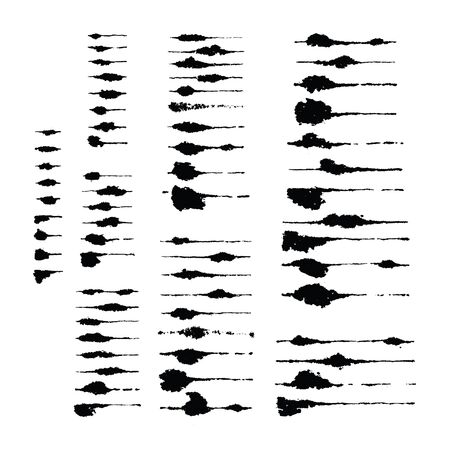 Vector set of sixty five hand created ink puddled art brushes. Easy to use. There are all of them on brushes panel. Clipping paths included.のイラスト素材