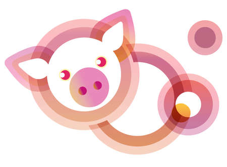 Fat pig pork design element. Pig cloudのイラスト素材