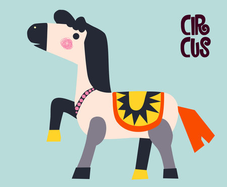 cute Circus horse. Vector illustrationのイラスト素材