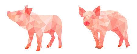 polygonal modern style pig animalのイラスト素材
