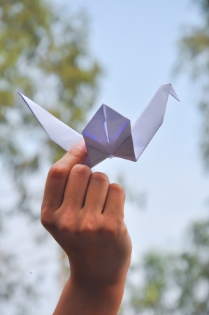 In Japan you can often see paper craneの写真素材