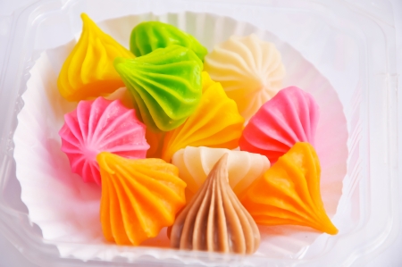 Aalaw sweet dessert made of flour  The outer surface is solid sugar  The inner is viscosity starchy  There are many colors and fragrant の写真素材