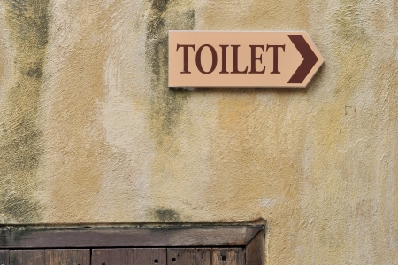 Toilet word, Pointing the way to the toilet.の写真素材