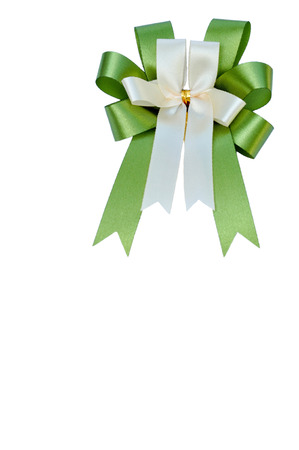 Elegant green ribbon on white の写真素材