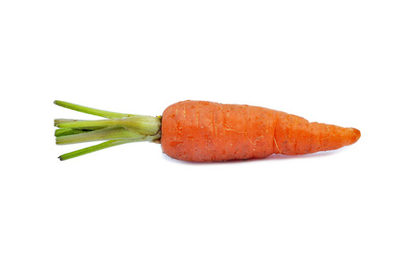 A baby carrot is an immature carrot on white background.の写真素材