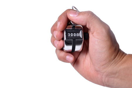 Hand held tally counter isolated on white background.の写真素材