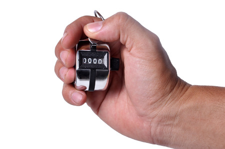 Hand held tally counter isolated on white background.の写真素材