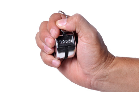 Hand held tally counter isolated on white background.の写真素材