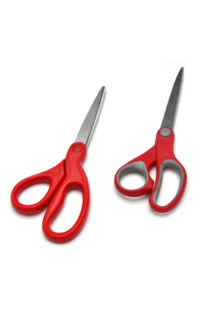 two scissors isolated on white backgroundの写真素材
