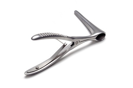 Speculum shaped like platypus Inserted into the vagina to Abnormalities of the vagina and cervix.の写真素材