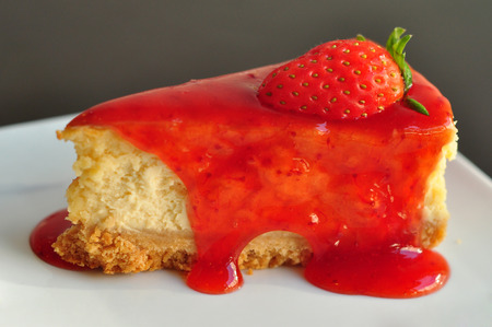 Strawberry cheesecake with fresh strawberry in tea timesの写真素材