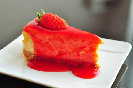 Strawberry cheesecake with fresh strawberry in tea timesの写真素材