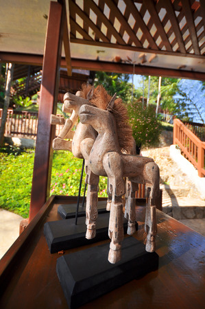 Handmade wooden horse for table decorations.の写真素材