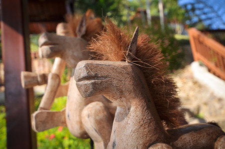 Handmade wooden horse for table decorations.の写真素材