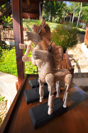 Handmade wooden horse for table decorations.の写真素材