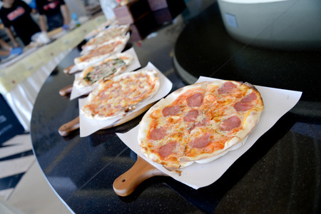 Baked pizza from the oven and fragrant.の写真素材