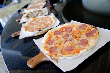 Baked pizza from the oven and fragrant.の写真素材