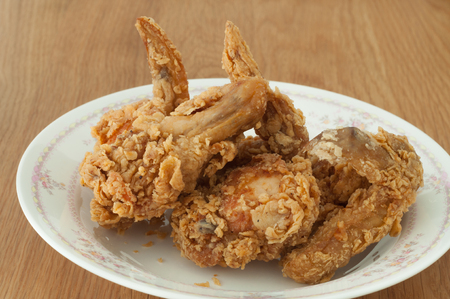 fried chhicken on the table in lunchの写真素材