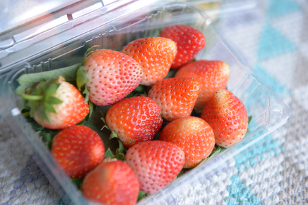 fresh strawberry is a healthy fruite in plastic boxの写真素材
