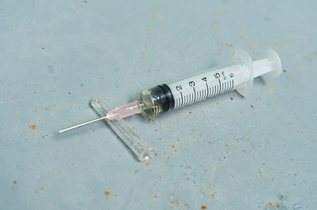 Vaccine in plastic syringの写真素材