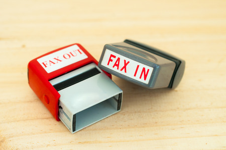 Fax in Fax out rubber stamperの写真素材