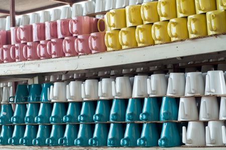 Products are sold in ceramic shop.の写真素材