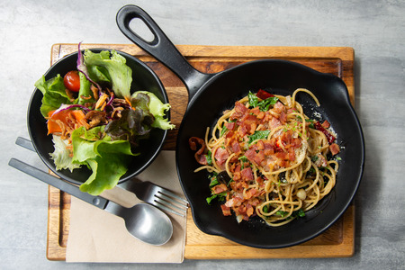 Dried Chilli and Bacon Spaghettiの写真素材