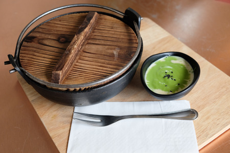 thai pandan custard dip and bread