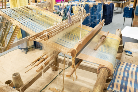 Loom weaving is a tool for weaving for various sewing materials.の写真素材