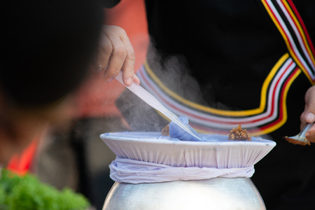 Steamed rice-skin dumplings, Procedures and methods of doingの写真素材