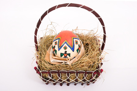 Easter eggs or Paschal eggs are decorated eggs that are usually used as gifts on the occasion of Easter.の写真素材