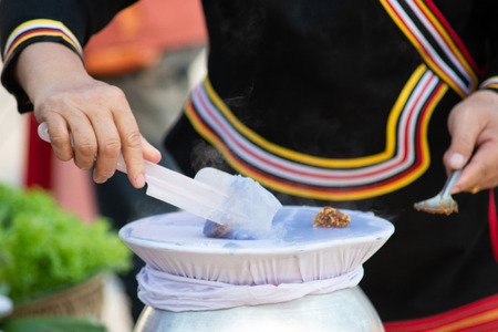 Steamed rice-skin dumplings, Procedures and methods of doingの写真素材