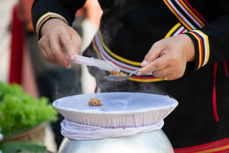 Steamed rice-skin dumplings, Procedures and methods of doingの写真素材