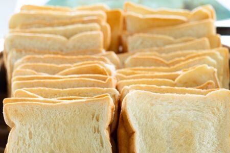 Sheet toast is prepared for breakfast in the morning.の写真素材