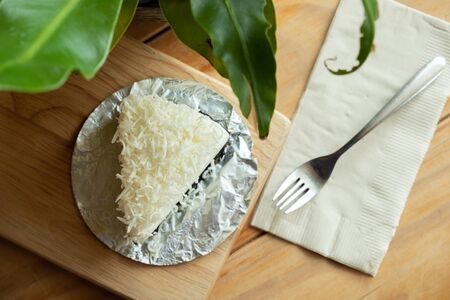 White chocolate cheesecake for a holiday party.の写真素材