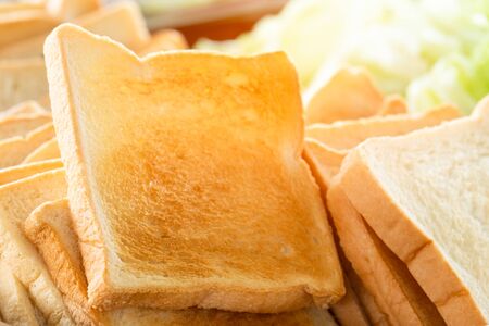 Sheet toast is prepared for breakfast in the morning.の写真素材