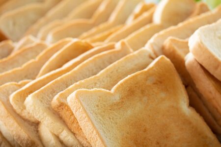 Sheet toast is prepared for breakfast in the morning.の写真素材