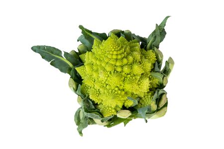 Romanesco broccoli has many benefits such as vitamin B, vitamin C, folate, iron, potassium and amino acids.の写真素材