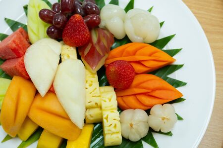 Fresh mix fruits after mealsの写真素材