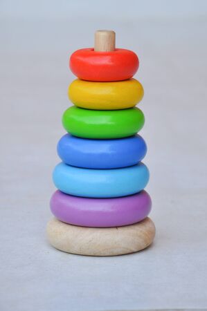 Colorful wooden toys strengthen the development of childrenの写真素材
