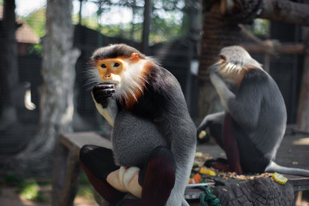 The Red-shanked douc is a species of Old World monkey.の写真素材