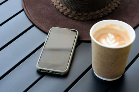 For social distancing, take-away coffee trading is gaining in popularity in the time of the coronavirus outbreak.の写真素材