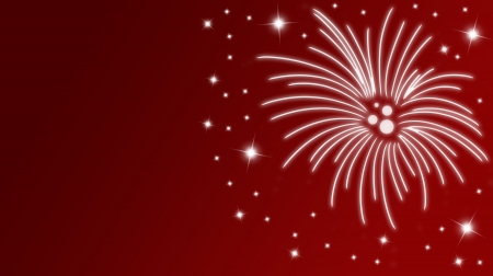 Silvestercard with fireworks and stars in redの写真素材