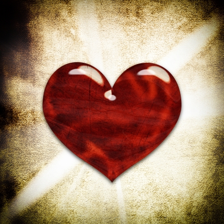 retro love heart on grungy backgroundの写真素材
