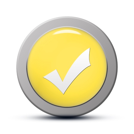 yellow round Icon series : Validate buttonの写真素材