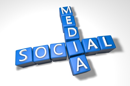 Social media crossword on white background, 3D rendered illustrationの写真素材