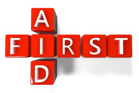 3D Render Crossword concept: First Aidの写真素材